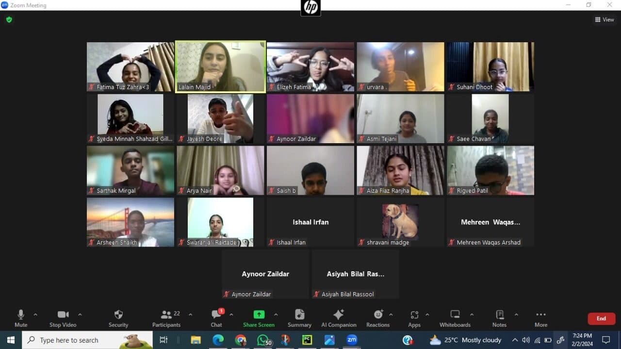 A Zoom gallery of participants during an online session