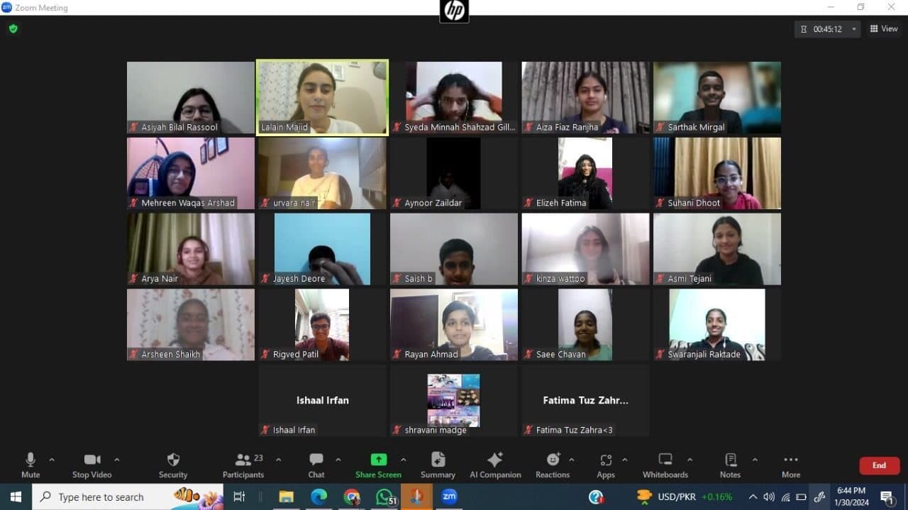 A Zoom gallery of participants on the final day